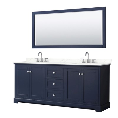 Wyndham Collection WCV232380D-QTZ-US3M70 Avery 80'' - Dark Blue / Giotto Quartz