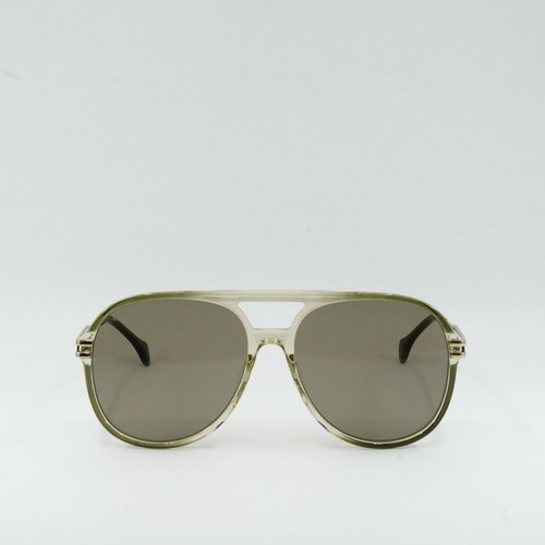 Pre-owned Gucci Gg1104s 003 Transparent Green/gold/brown 61-16-145 Sunglasses Authe...