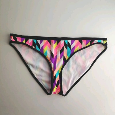 Joe Boxer women's Bikini Bottoms sz L Neon Bright Colors Black Trim