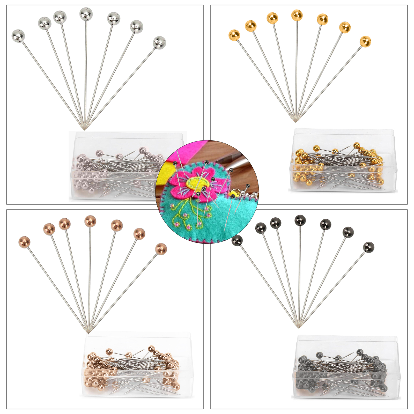 35mm Pearl Pins for Florist Bouquets & Sewing Dressmaking 100pcs Gold & Silver