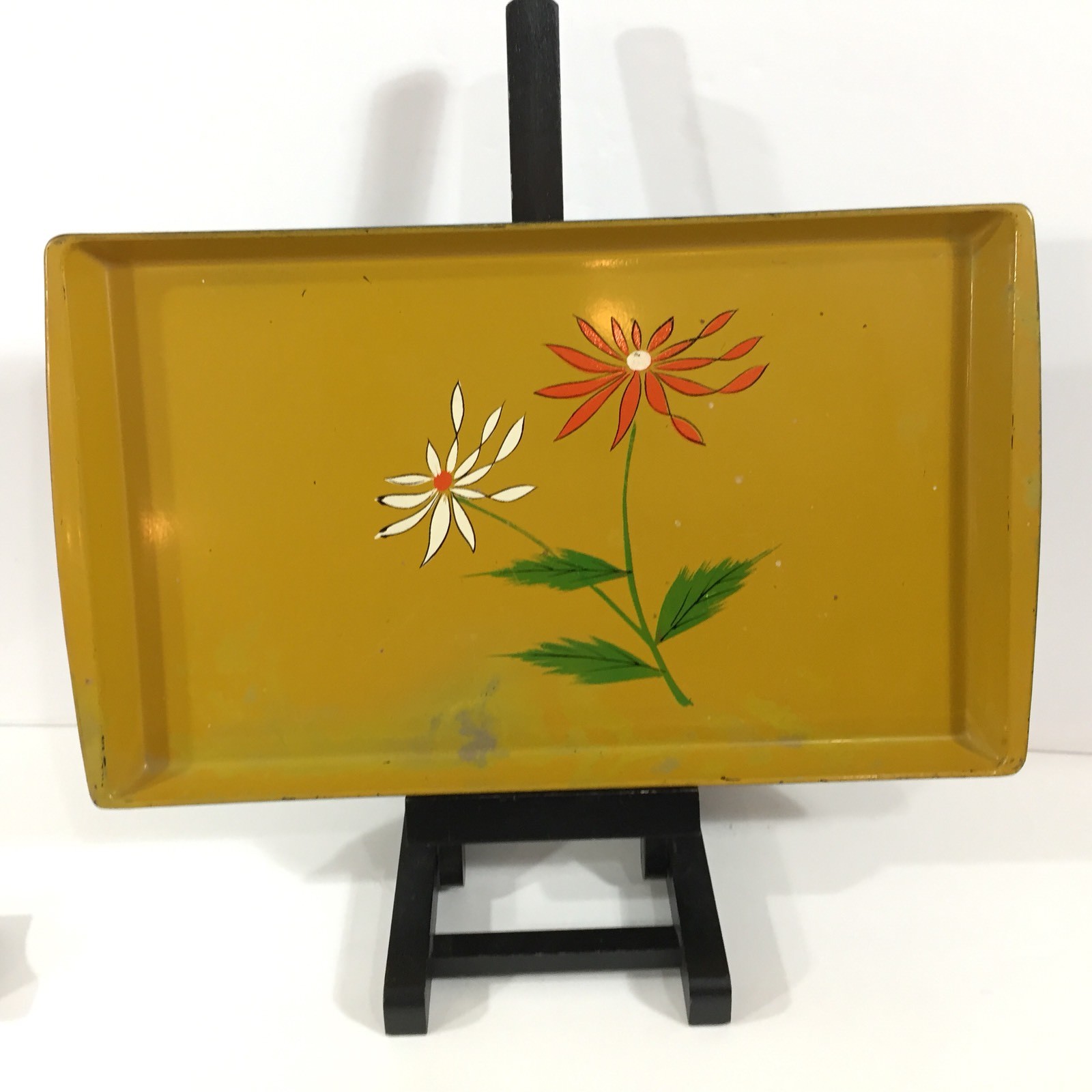 Vintage Mid Century Set 3 Norleans Lacquer Ware Serving Trays Groovy Floral