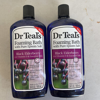 Dr Teal's Foaming Bath With Pure Epsom Salt Black Elderberry 34 Oz Lot of 2 