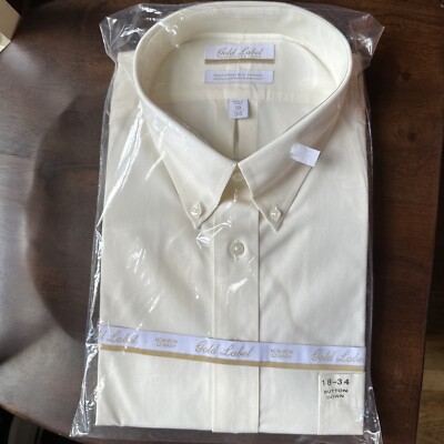 Roundtree & Yorke Gold Label No Iron EZ Wash  Dress Shirt 18-34 Yellow