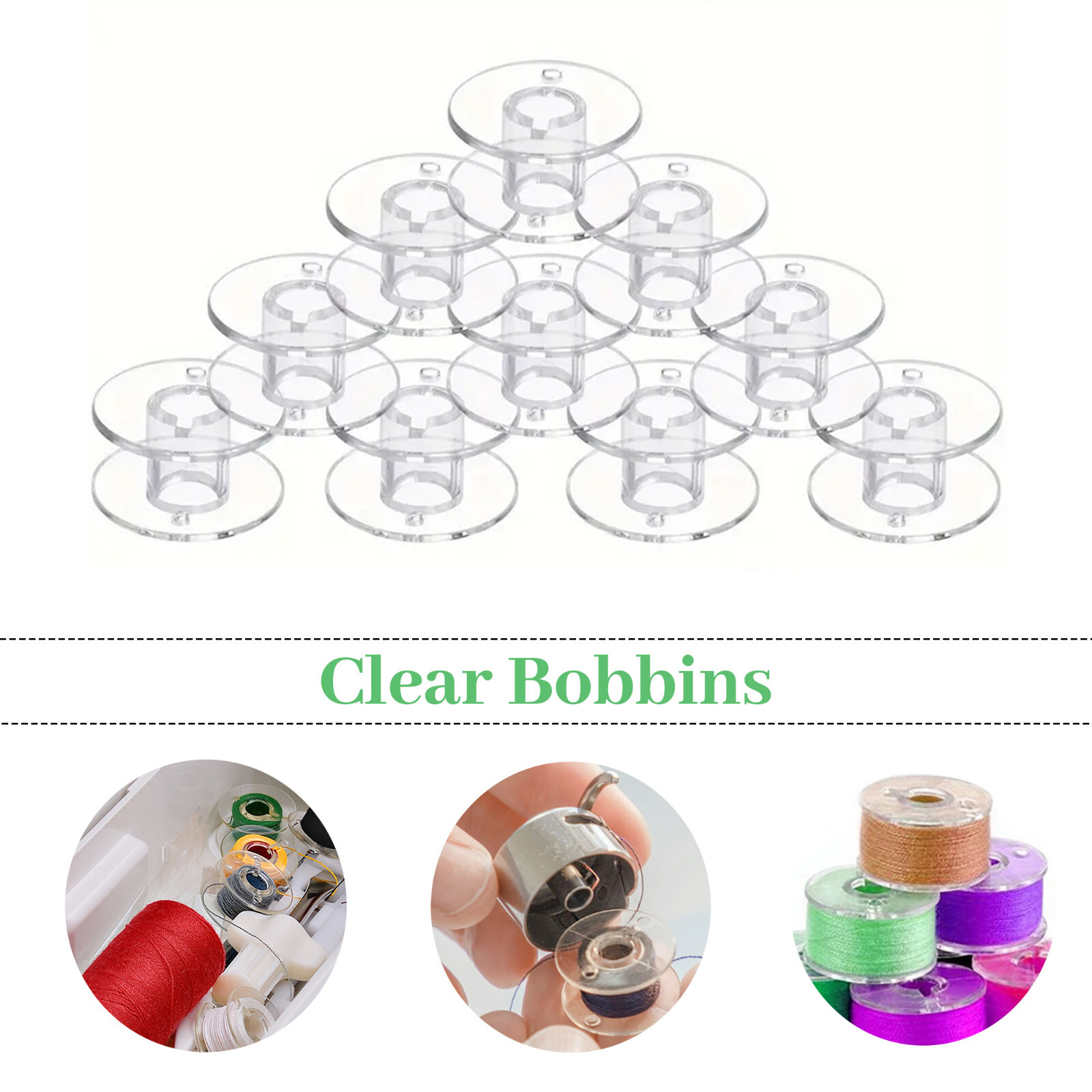 10pcs Universal Sewing Machine Plastic Bobbins - Will Fit Brother Janome Singer