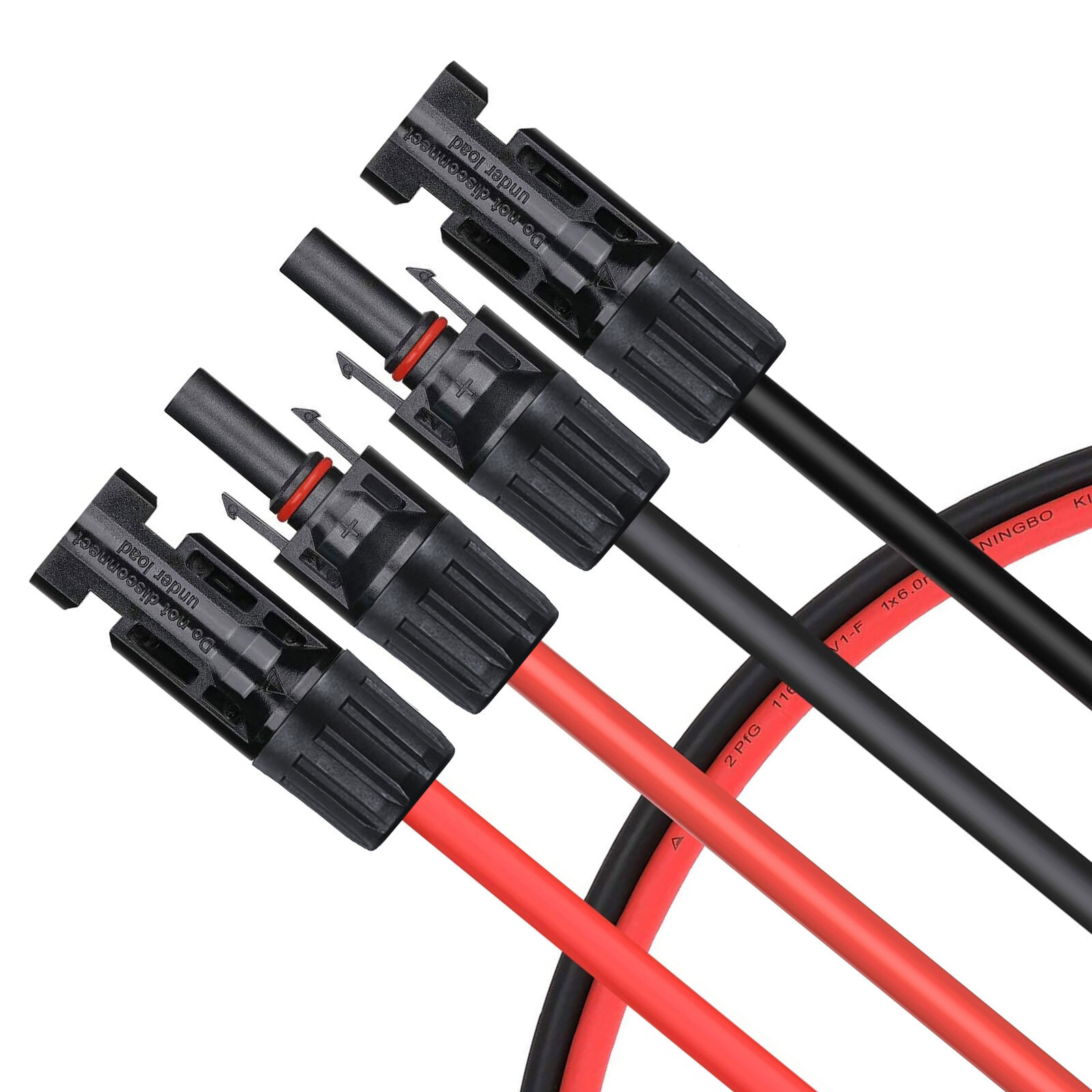 1 Pair Solar Panel Extension Cable Wire Solar Connectors 10 AWG Gauge Black Red