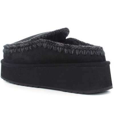 Pre-owned Mou A24us Women's Sabot Mu.fw681004a Clog Eskimo Platform Bkbk In Black