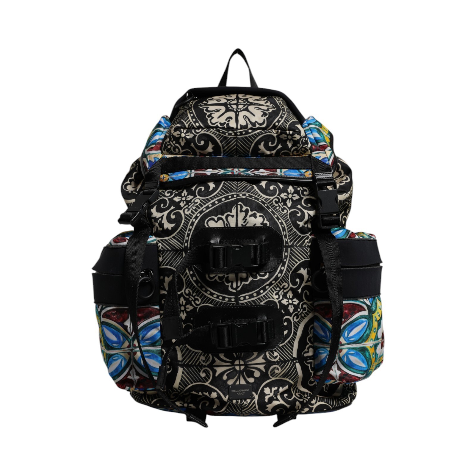 DOLCE & GABBANA Bag Multicolor Maiolica Print Nylon Backpack
