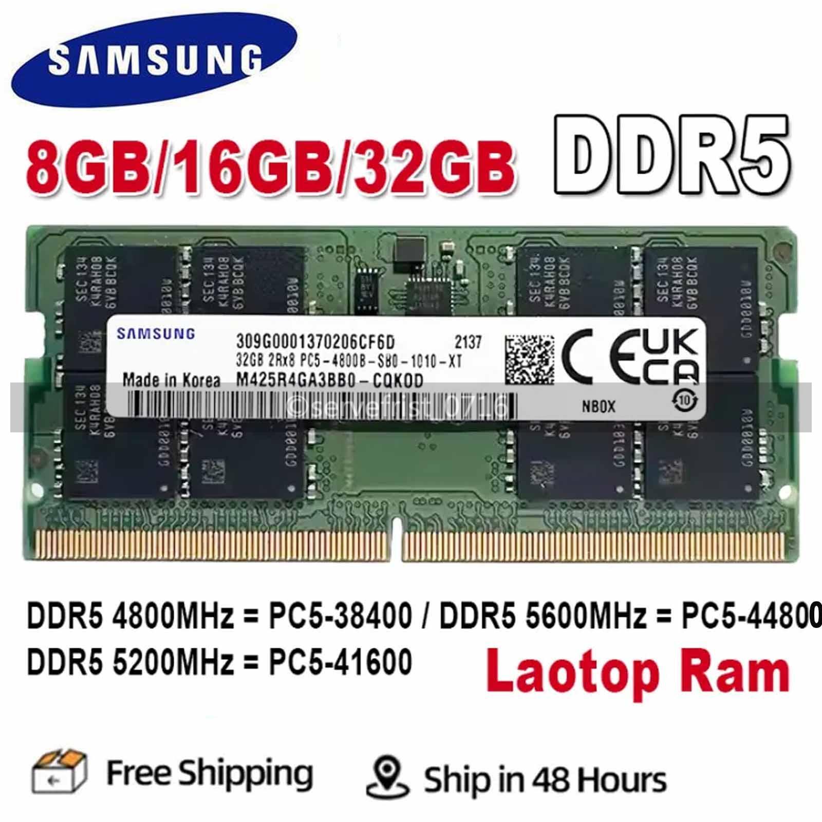 Samsung DDR5 RAM 8GB 16GB 32GB 4800 5600MHz SO-DIMM 2Rx8 Laptop