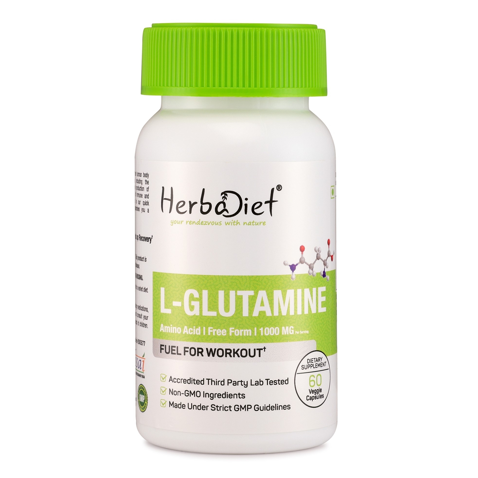 L-Glutamine Amino Acid 120 Capsules Glutamine Muscle Recovery Endurance Strength