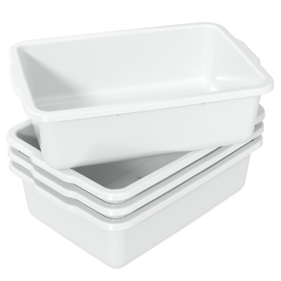 Kekow 4-Pack Large Commercial Bus Tubs, 32 L White Plastic Wash Basin Bus Box