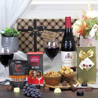 Châteauneuf-du-Pape Hamper | 75cl French Red Wine Gift Set | Gifts for Men