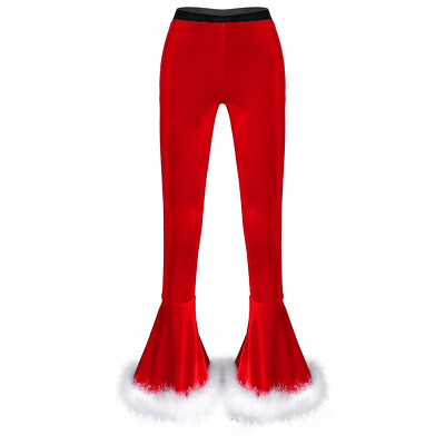 Women Christmas Adorned Pants Stretchy Bell Bottoms Costume Underpant Flared