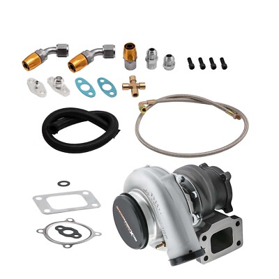 GT35 GT3582 T3 AR.70 AR.63 FLOAT BEARING TURBO TURBOCHARGER W/ Oil Line Kits