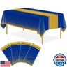 LIKAJON 4 Pack Blue and Gold Tablecloth Party Decorations Plastic Blue Tablecloth Printed Gold Table Runner 54 x108 Inch Disposable Rectangle Table Cover for Birthday Wedding Graduation Anniversary