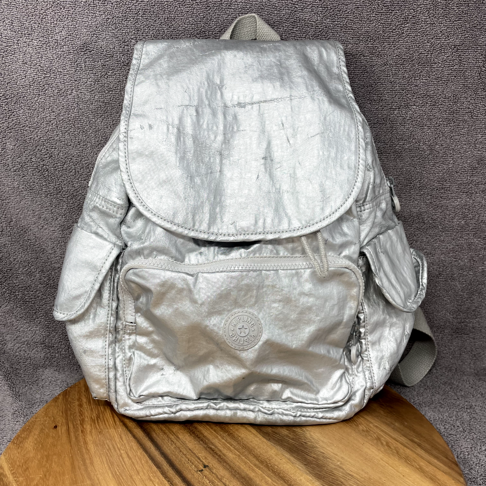 Kipling City Pack S Metallic Silver Unisex Backpack with