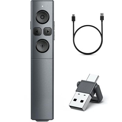 2-in-1 USB C Presentation Clicker Rechargeable Wireless Presenter Remote Clic...