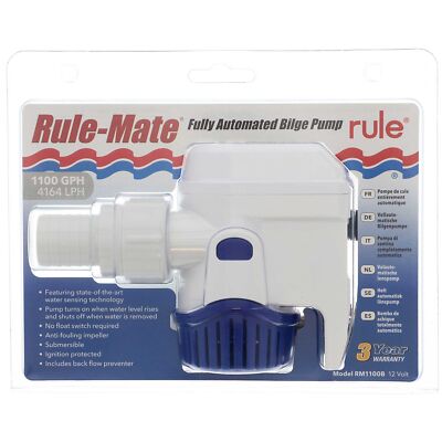 Rule RM1100B Rule-Mate Automatic Bilge Pump 1100 GPH 12 Volt