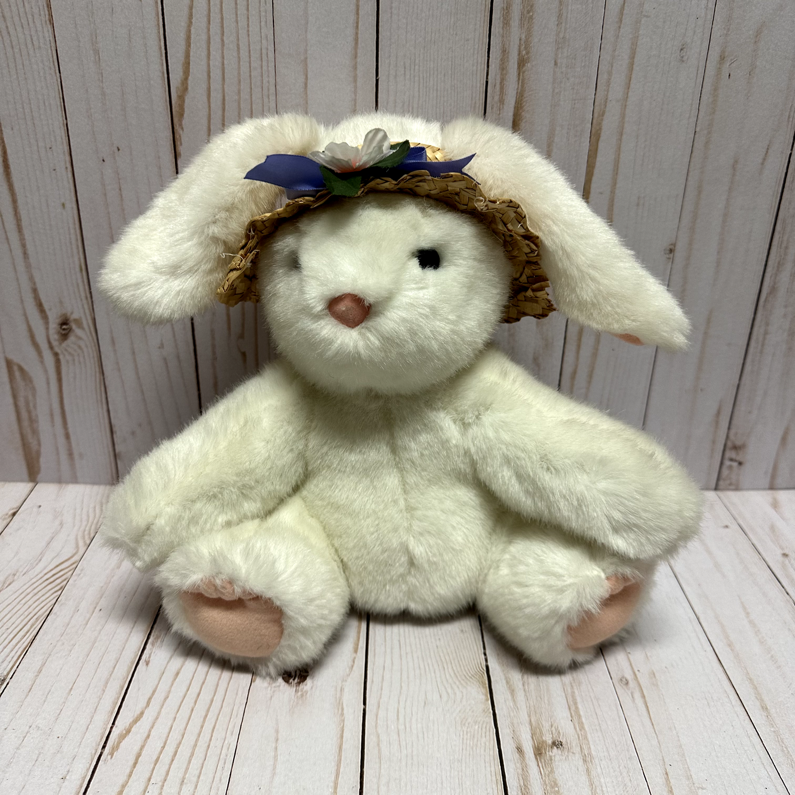 Hallmark Bunny Rabbit Plush Stuffed Animal 10 Inch Straw Hat