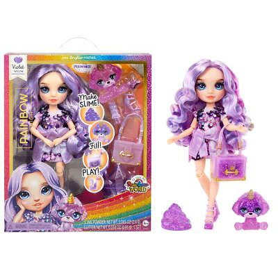 Rainbow High Violet, Purple with Yeti Pet, 11  Doll, DIY Sparkle Slime Kit