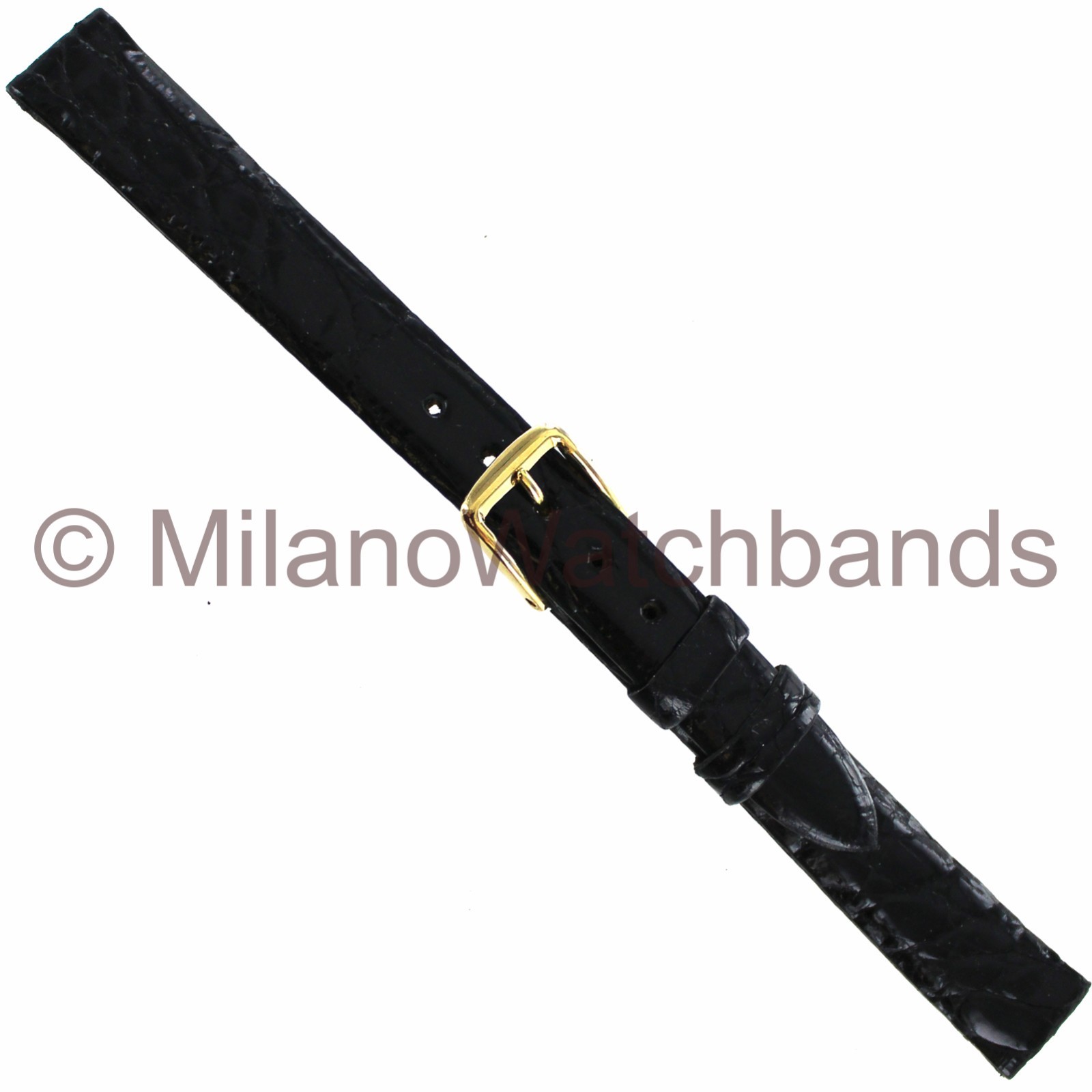 13mm Name Brand Genuine Crocodile Black Unstitched Ladies 13mm Name Brand Genuine Crocodile Black Unstitched Ladies
