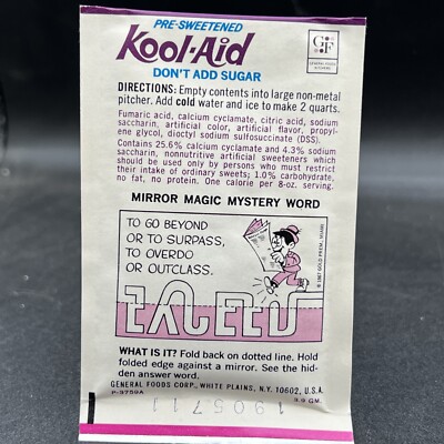 Vintage Packet Kool-Aid RASPBERRY FLAVOR BUGS BUNNY mystery word EXCEED