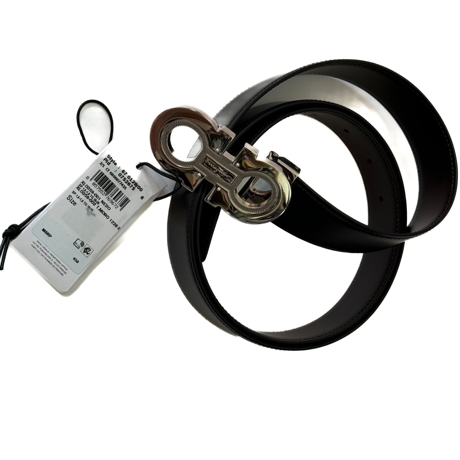 Pre-owned Ferragamo Genuine Men's 42 40 38 36 Black Brown Reversible Belt Gancini Buckle