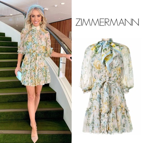 NWOT Zimmermann Lucky Tuxedo Scarf-Tie Ruffle Frill Floral