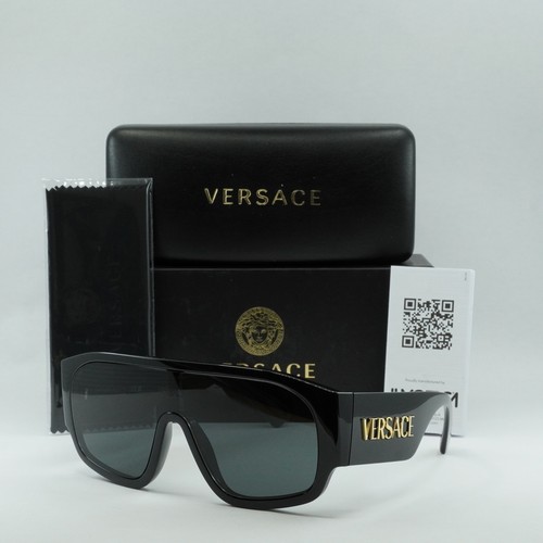 Pre-owned Versace Ve4439 Gb1/87 Black/dark Grey 133-1-145 Sunglasses In Gray