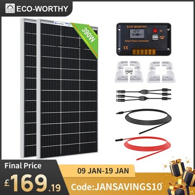 ECO-WORTHY 400W 390W 12V Solar Panel Kit with Brackets for Motorhomes Camper Van