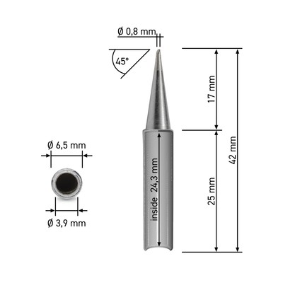 Original Quick Dauerlötspitze angeschrägt 0,8mm für Lötstation 3103/3104/TS1100 