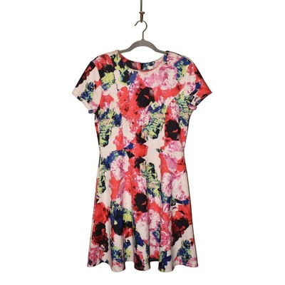 MILLY X DESIGN NATION $130 Scuba Knit Floral Fit & Flare Dress Size 12