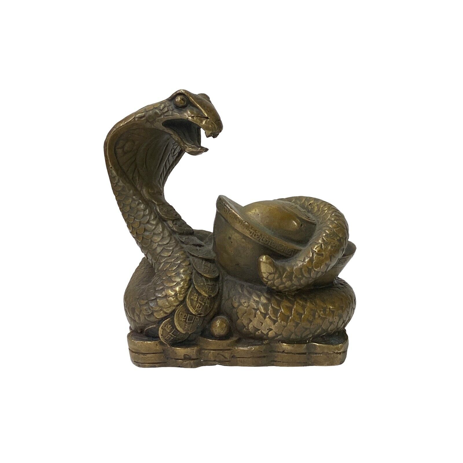 Chinese Oriental Bronze Color Metal Fengshui Snake Ingot Figure ws1458S Chinese Oriental Bronze Color Metal Fengshui Snake Ingot Figure ws1458S