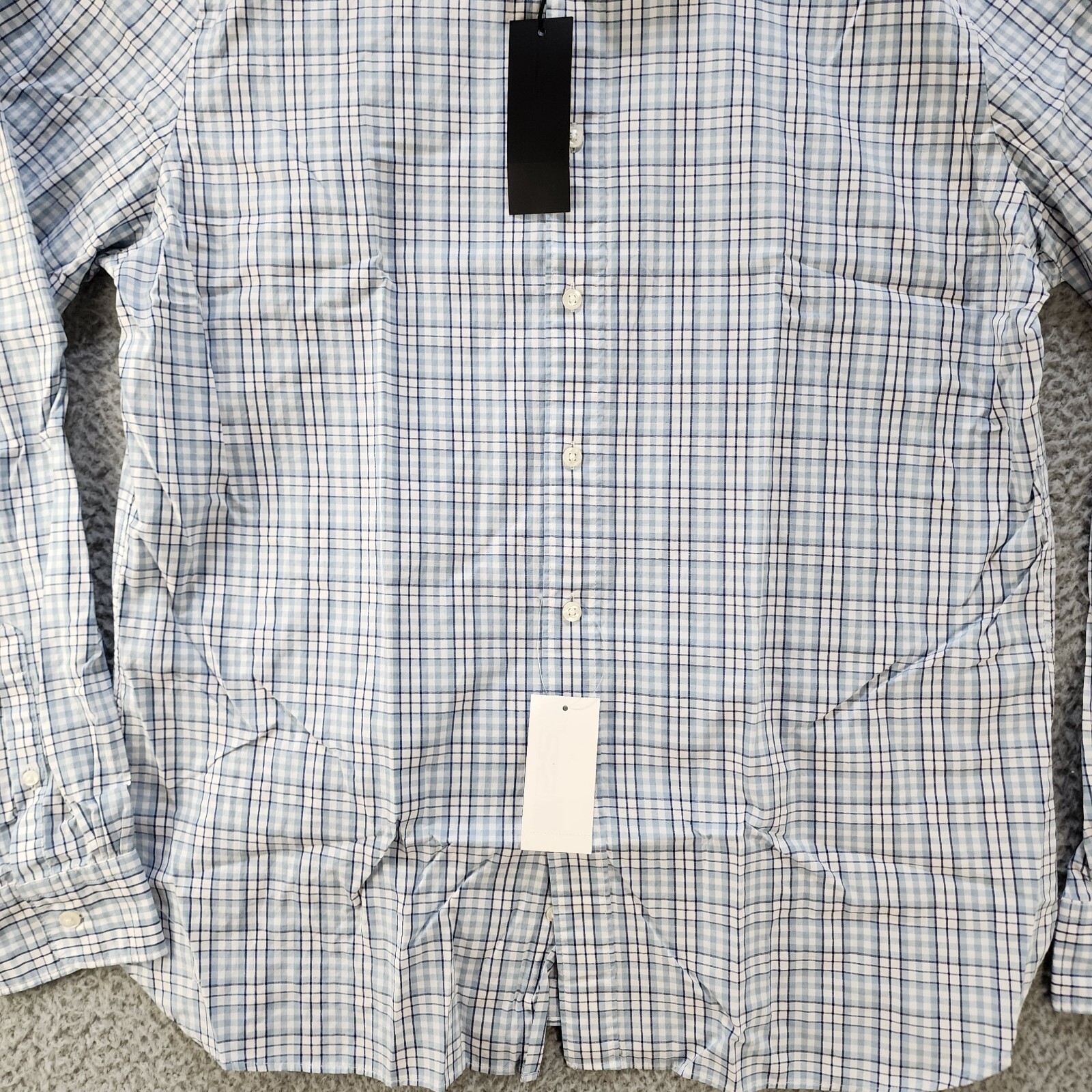 The Men's Store Classic Plaid Button Up Shirt Men's L Slate Blue Collared L/S - Picture 3 of 11