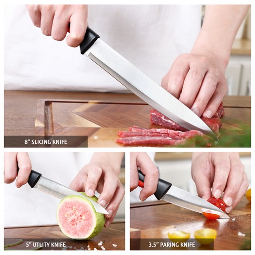13Pcs Kitchen Knife Block Set Super Sharp Stainless Steel Chef Knife Steak Knife