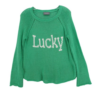 WOODEN SHIPS Green Lucky Sweater Loose Knit Cotton Blend Size S/M
