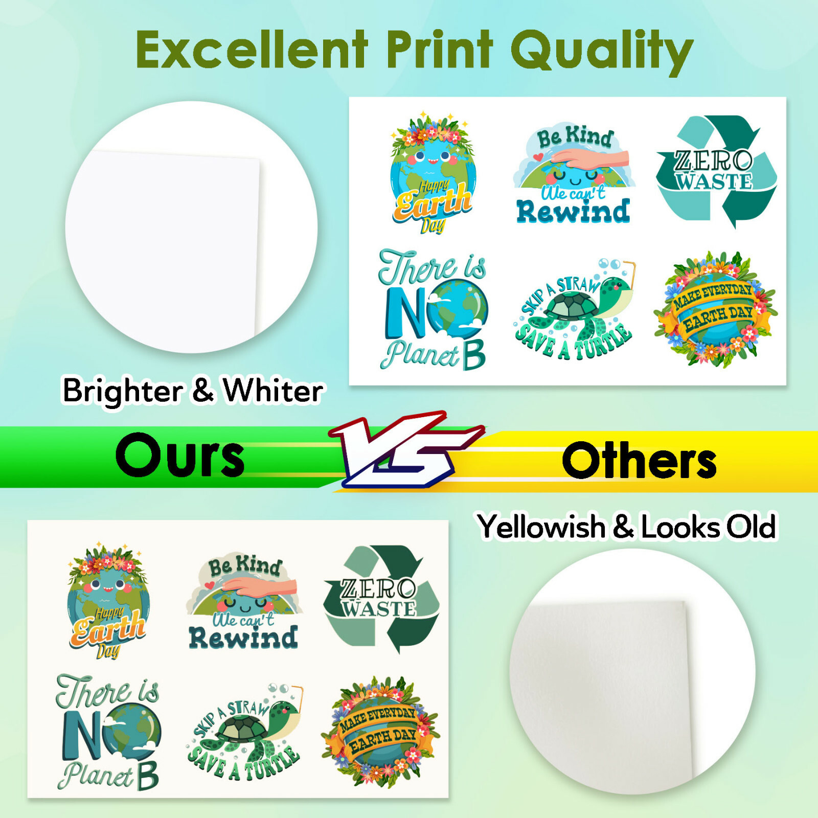 A-SUB Vinyl Sticker Paper High Glossy White Waterproof Removable 25 Sheet 8.5x11