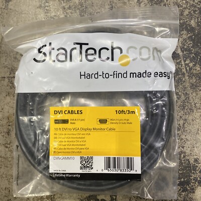 Startech DVI Cables 10ft /  3m New DVI To VGA Display Monitor Cable