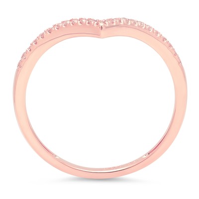 Pre-owned Pucci 0.23ct Round Simulated Diamond Chevron V Anniversary Band In 14k Rose Gold In White/colorless