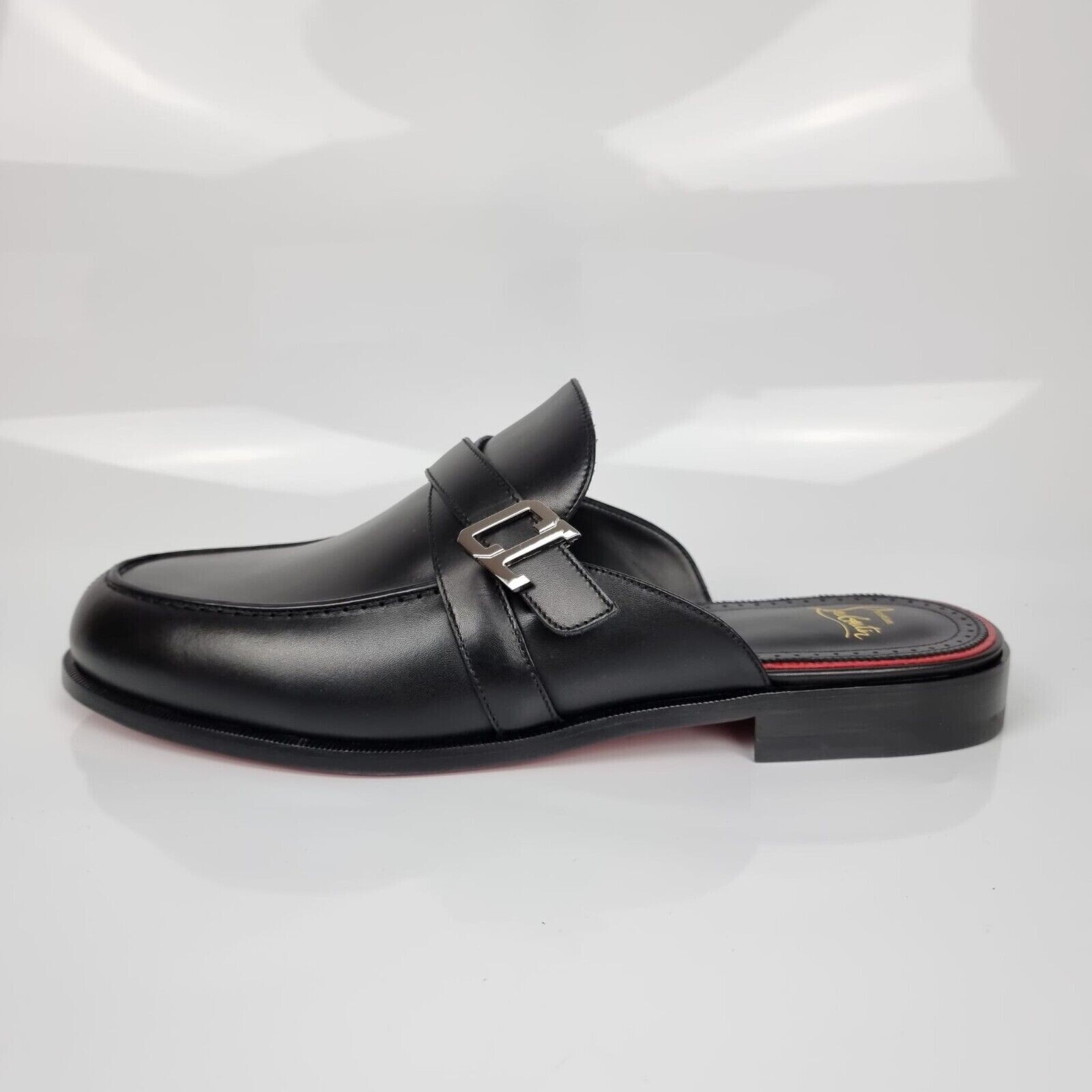 最旬ダウン LOUBOUTIN CHRISTIAN Muloman US 41.5 Size New Loafers Black 靴