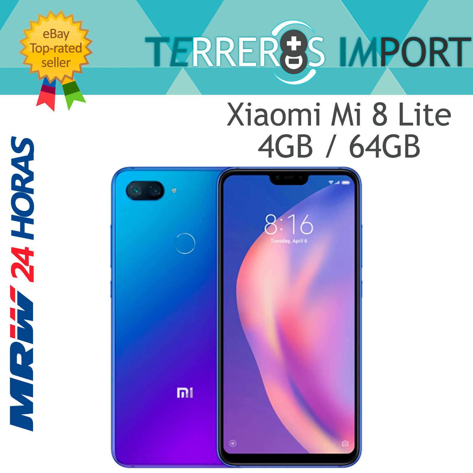 Xiaomi Mi 8 Lite 4GB Ram 64GB Rom Azul Aurora Global Europeo Español 6.26"