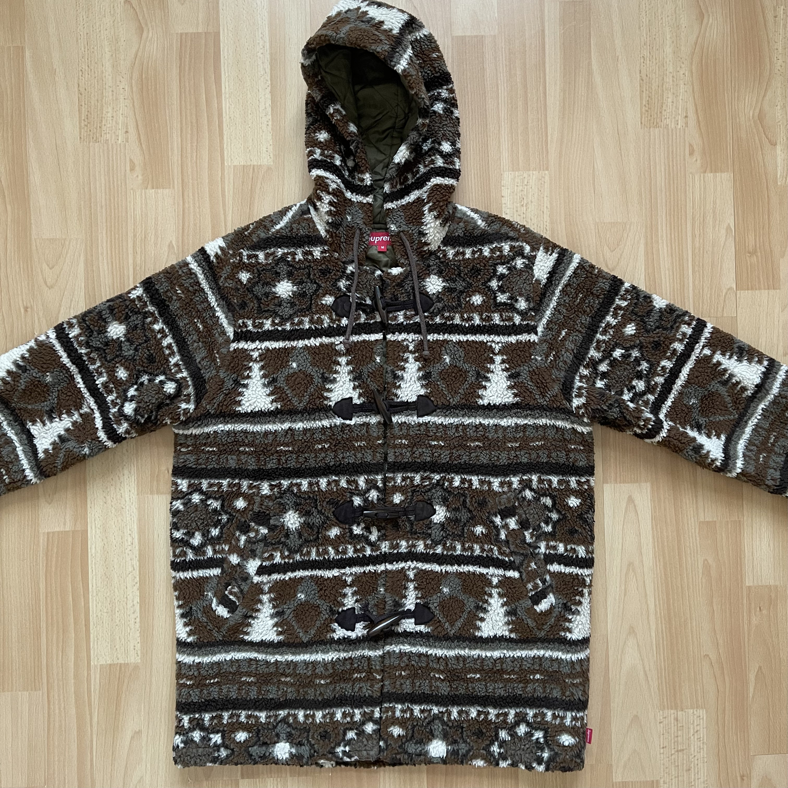 Supreme Sherpa Fleece Toggle Jacket Brown SS16 Medium RRP Supreme Sherpa Fleece Toggle Jacket Brown SS16 Medium RRP