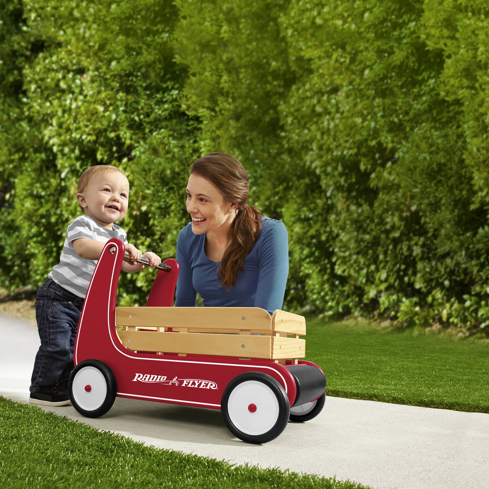 Radio Flyer, Classic Walker Wagon, Wood Push Walker, Red