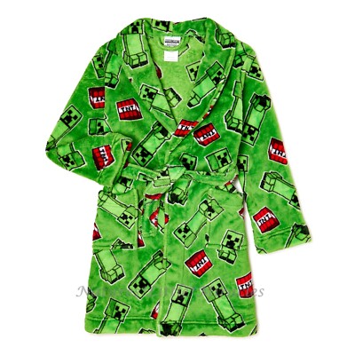 NWT Minecraft Robe Size 6 8 10 12 Boy Bathrobe Pajama Creeper Small Medium Large