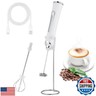 Freebala Handheld Electric Milk Frother with 2 Heads, Coffee Whisk Foam Mixer with USB Rechargeable 3 Speeds, Foam Maker Blender for Latte, Cappuccino, Hot Chocolate, Egg (White with stand)