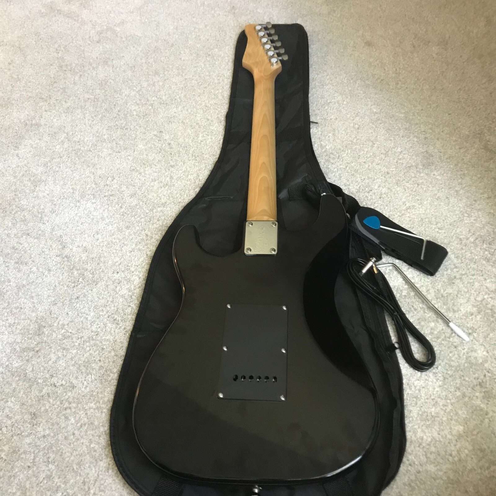 Black Electric Guitar Starter Package with 20-Watt Amp, Full-Size, Strat Style