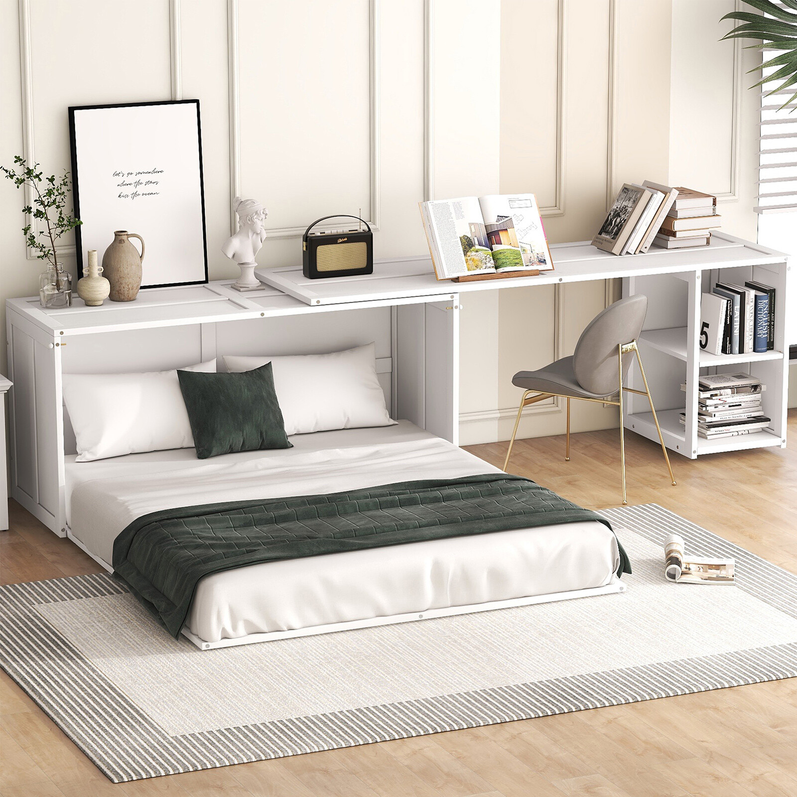 With Rotatable Desk And Shelves Us