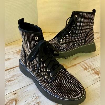 MADDEN NYC black boots size 7 women s sparkle rhinestone embellishments EUC