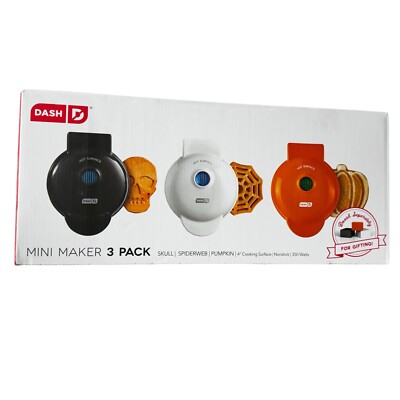DASH Halloween Mini Waffle Maker Set of 3 ( Pumpkin / Skull /  Spider Web )