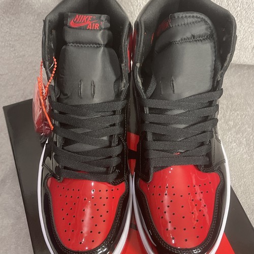 NIKE AIR JORDAN 1 HIGH OG PATENT BLACK RED NOIR ROUGE 44 NEU