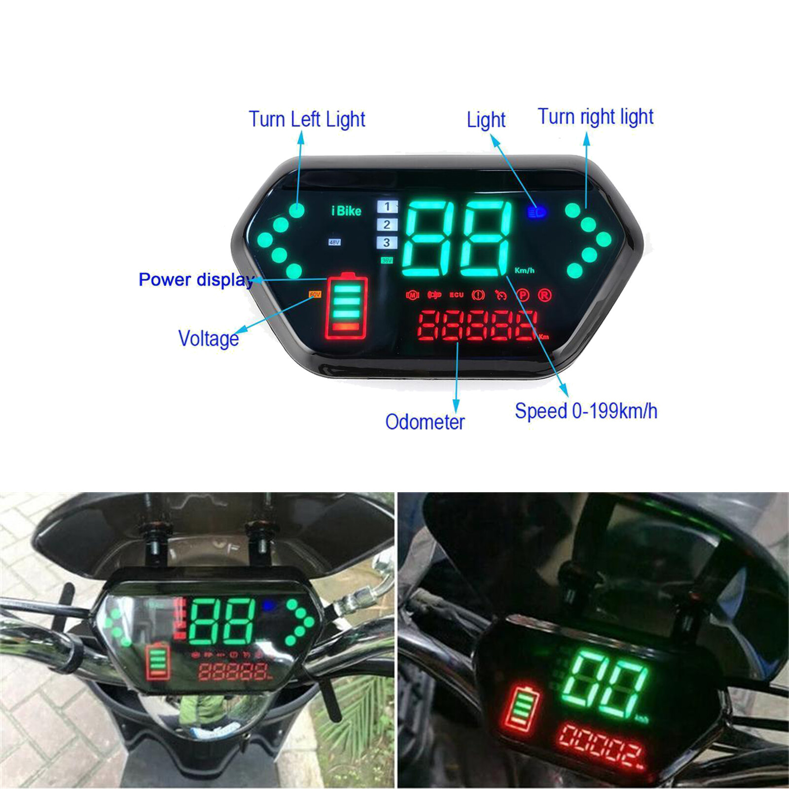 48V 60V 72V E Bike LCD Display Meter Control Panel Speedometer Battery Level eBay